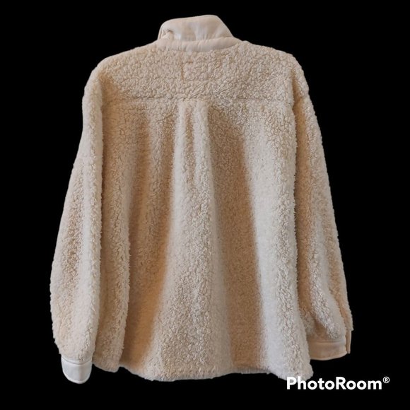 The Sweatshirt Project Women's XL Cream‎ Sherpa Faux Shearling Button Up Jacket - Picture 2 of 10